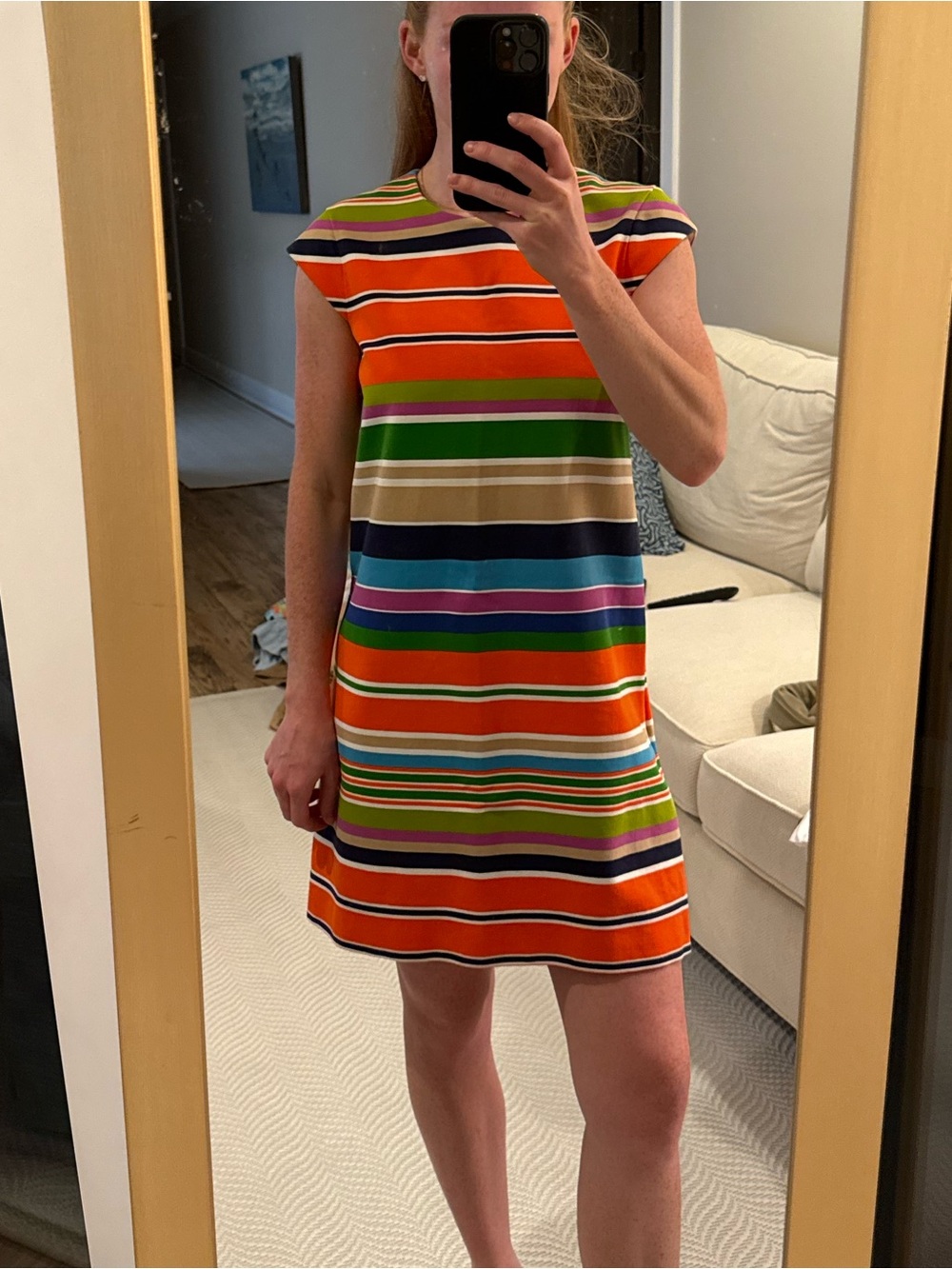 kate spade Multicolor Striped Mini Dress in Orange, Green & Blue